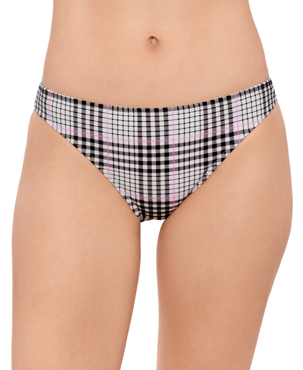 Salt + Cove Juniors' Plaid Hipster Bikini Bottoms, Exclusively At Macy's In Black,white