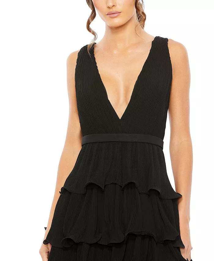 Women's Sleeveless Ruffle Tiered Evening Gown - thumbnail 3