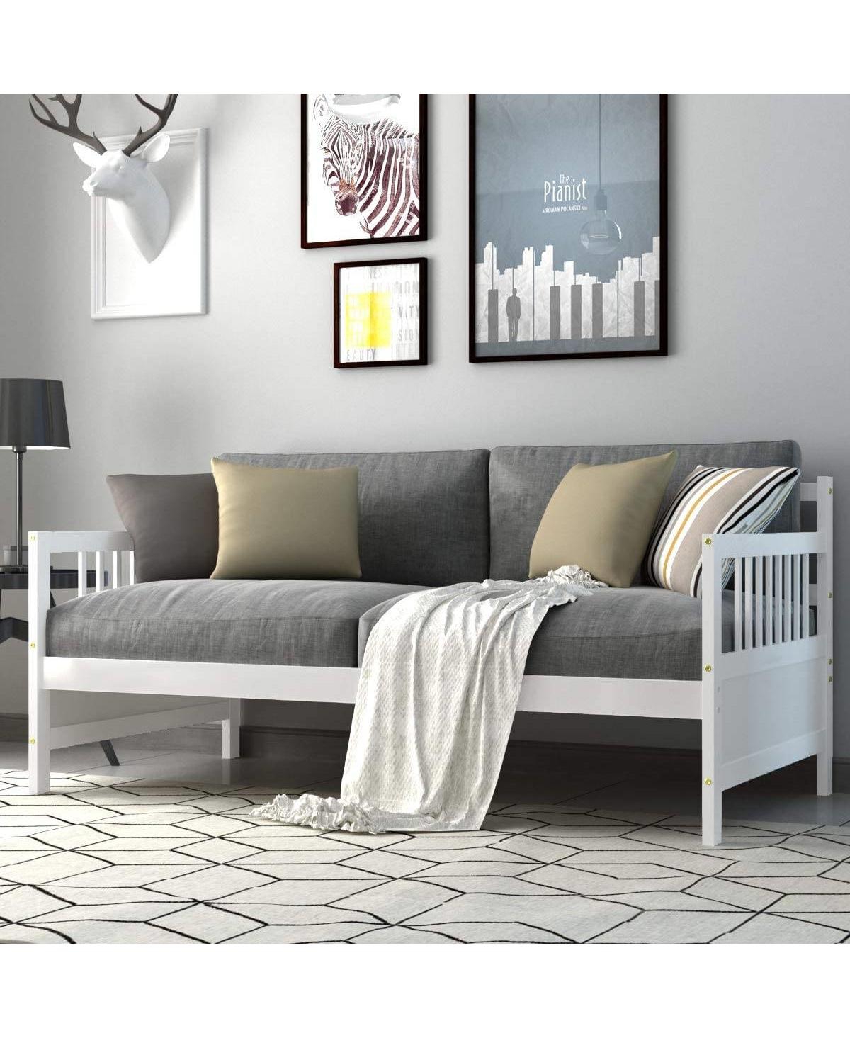 Slickblue Twin Size 2-in-1 Wood Daybed Frame and Sofa Bed for Versatile Living Spaces