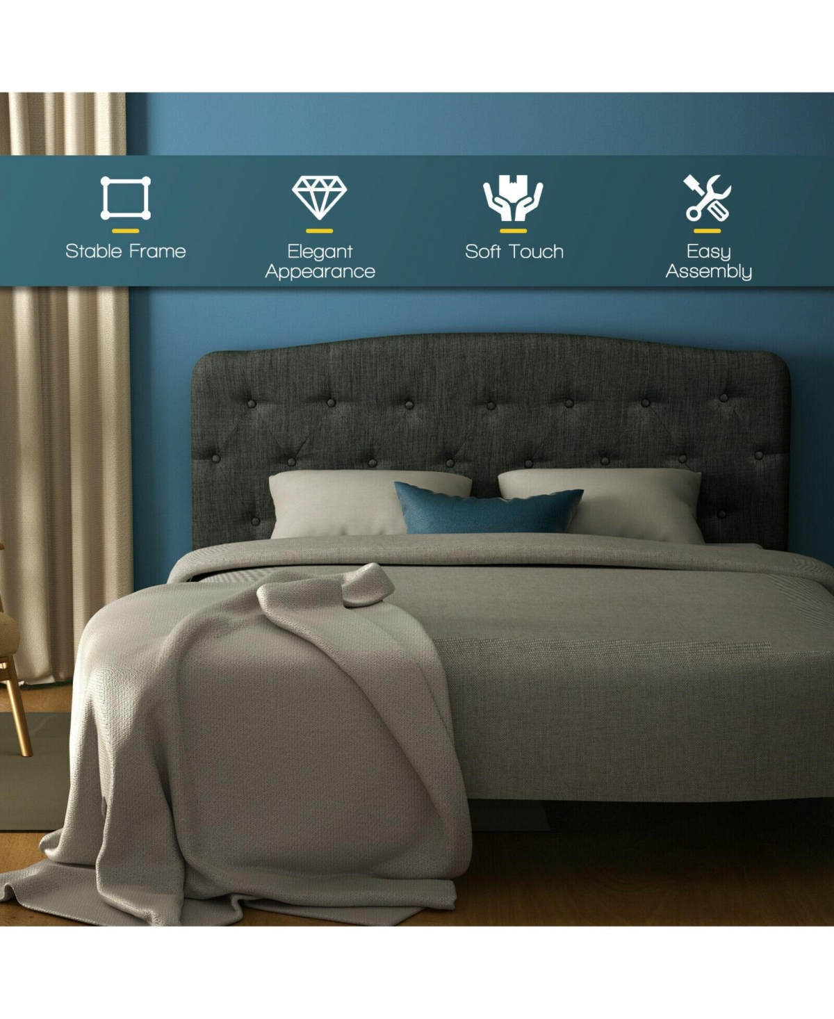 Gouun Faux Linen Headboard with Adjustable Heights