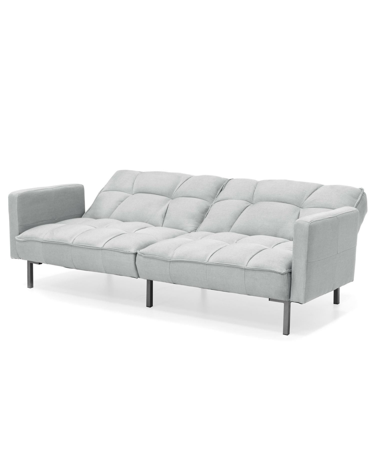 Slickblue Split-Back Convertible Futon Sofa - Linen Tufted Design for Small Spaces