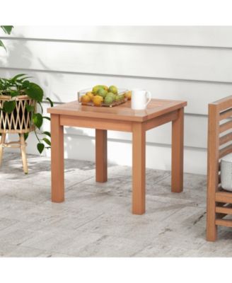 18-Inch Square Wooden Adirondack Side Table with Slatted Top for Indoor and Outdoor Use