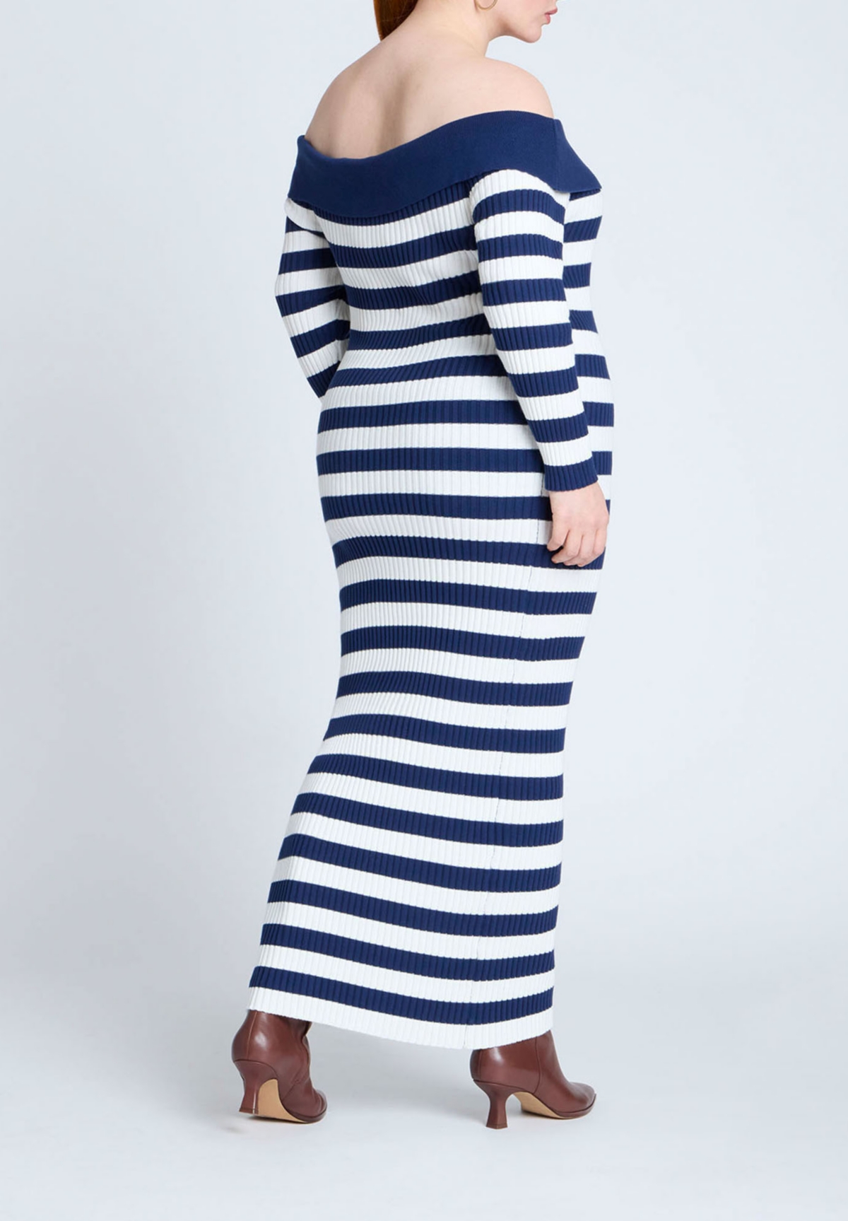 Eloquii Plus Size Stripe Overlay Dress - Navy and white stripe