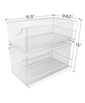 2-Tier Sliding Mesh Basket Drawers - White
