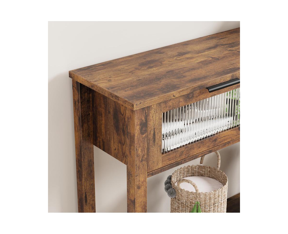 gaomon Entryway Table, Tier Console Table with Storage, Wood Sofa Table with Glass Drawers for Entry Way, Hallway,Living Room