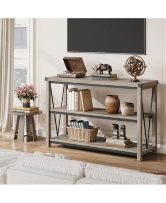 Farmhouse Entryway Table,47 Inch Narrow Long Console Table with Storage, 3 Tier Wood Console Table for Living Room, Farmhouse Sofa Tables Behind Couch, Hallway Table for Foyer