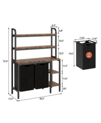 Laundry Basket,Laundry Hamper 2 Section with Side Shelves,3 Tiers Laundry Sorter with 2 Pull-Out and Removable Laundry Bags