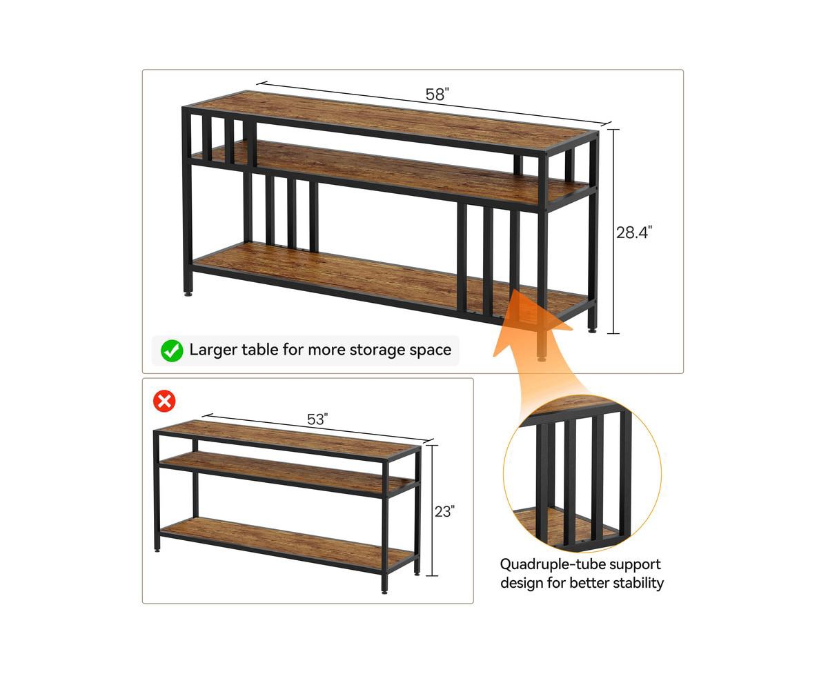 gaomon Tv Stand for Tv up to 65 Inches, Entertainment Center with Open Storage Shelves, Tv Media Console Table with Quadruple-Tube Support for Liv