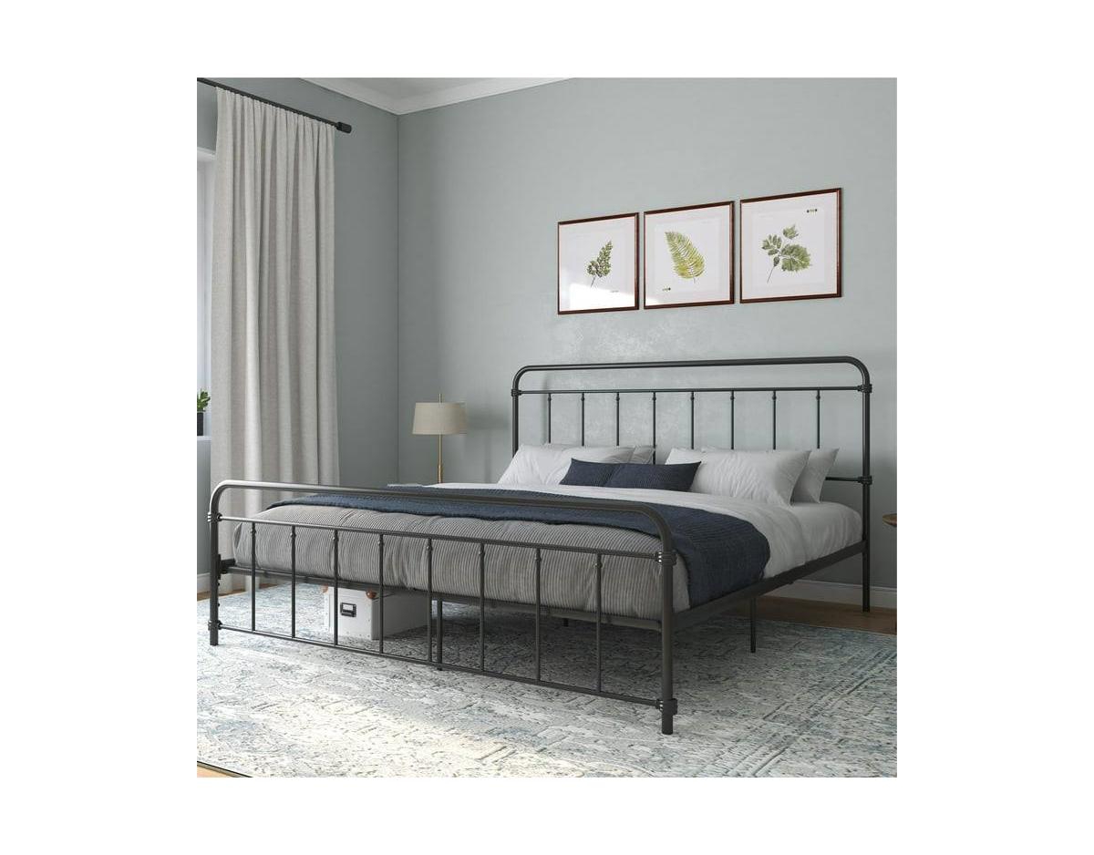 Slickblue Vintage Metal Platform Bed Frame with Headboard and Footboard