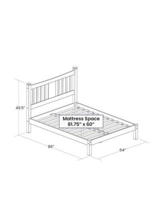 Solid Wood Farmhouse Bed Frame – Platform Design with Built-In Headboard, No Box Spring Required