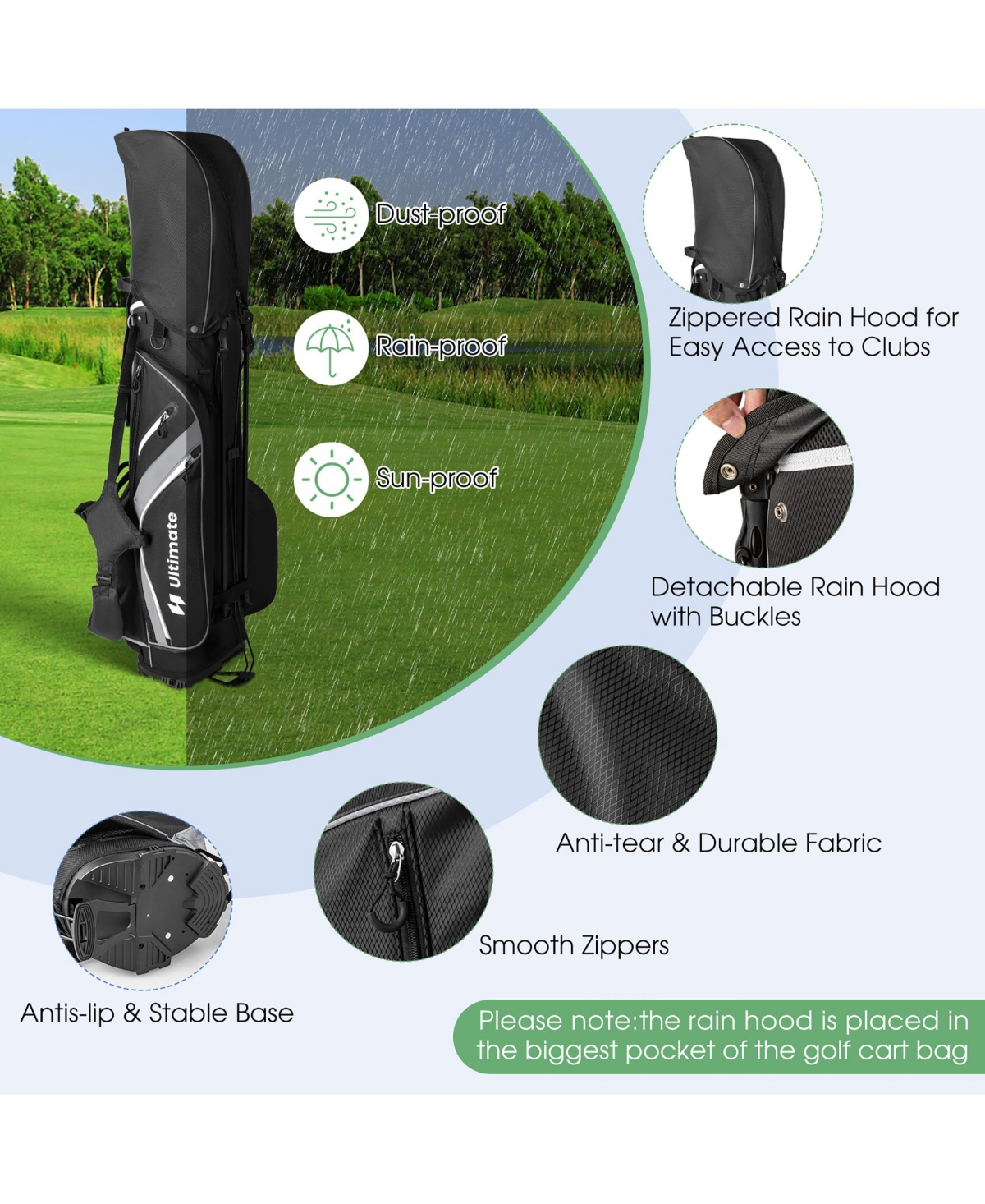 Gymax Golf Stand Bag Golf Club Bag w/ 14 Way Top Dividers & 6 Pockets & Carrying Handles - Grey+black