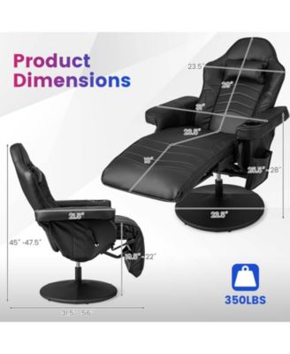 Massage Video Gaming Recliner Chair with Adjustable Height