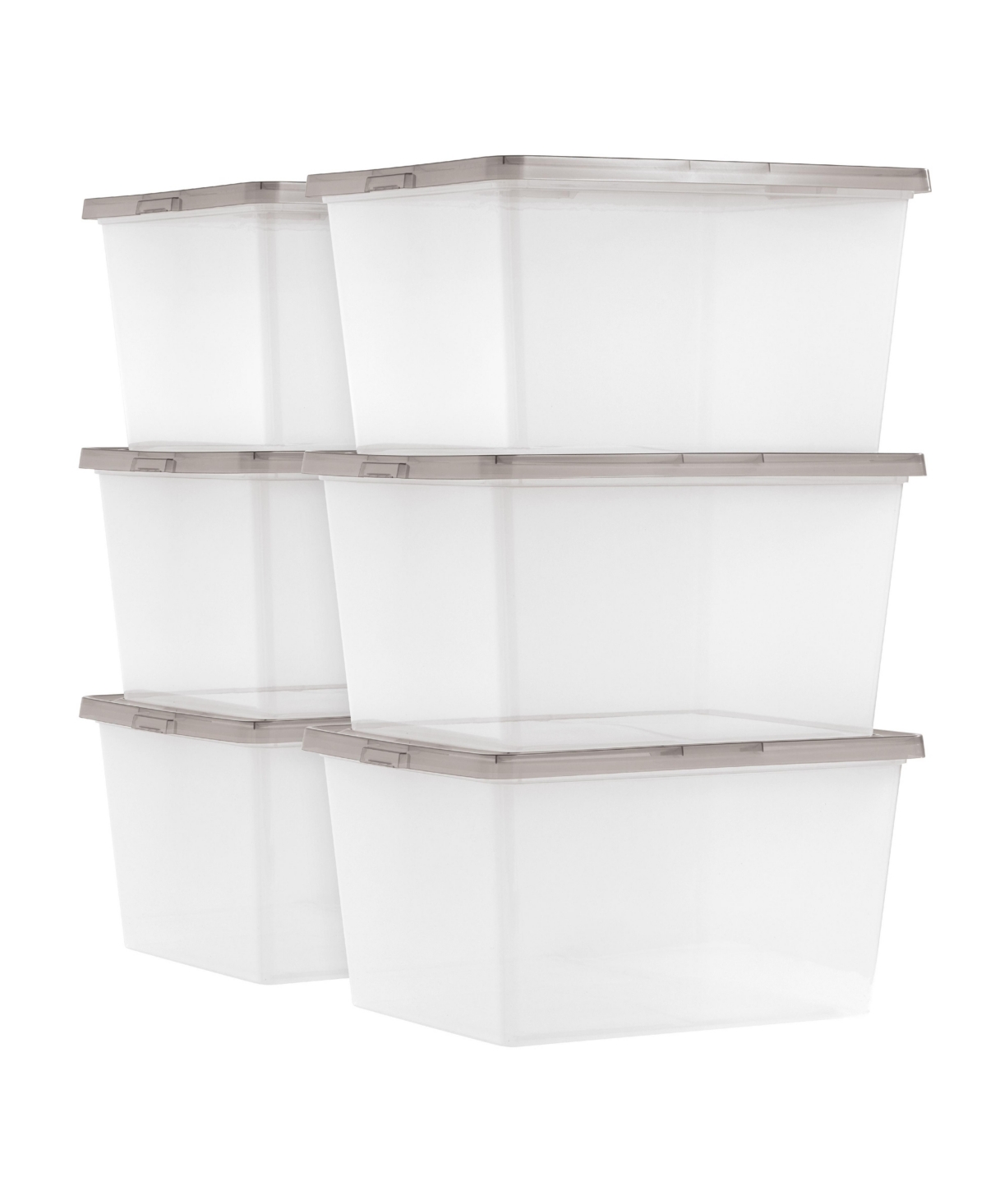 24.5 Quart Snap Top Plastic Storage Bin, 6 Pack - White
