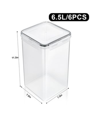 6 Pack (6.5L/219.79 Oz) Airtight Food Storage Containers with Locking Lids, Measuring Cups & Labels