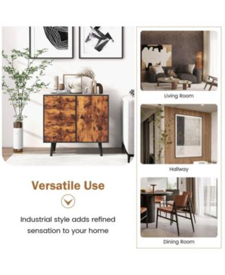 Mid-Century Wood Storage Cabinet with Door and 3 Drawers