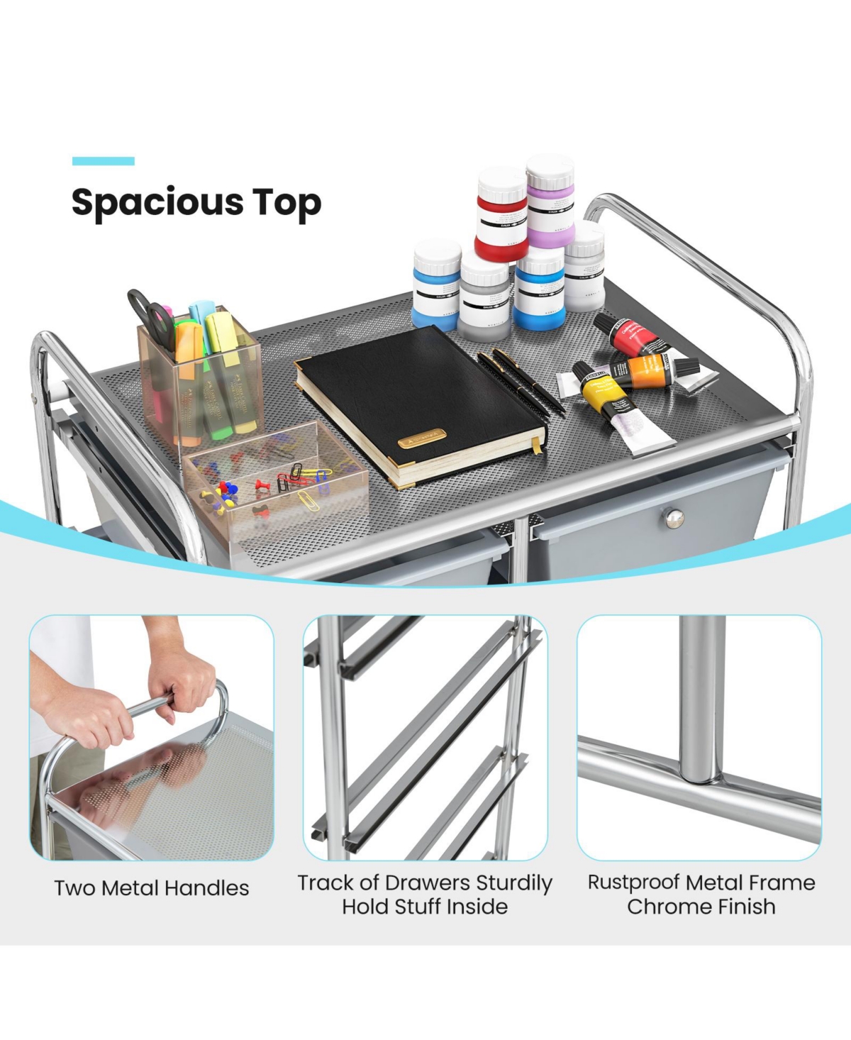 Gouun 10-Drawer Rolling Storage Cart