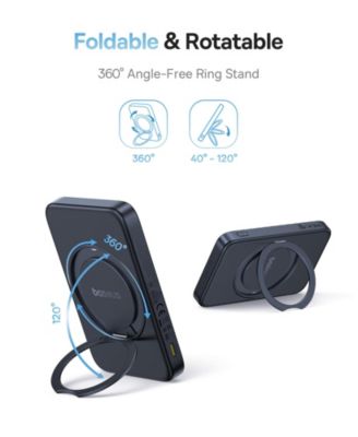 Qi2 Magnetic Power Bank 20W MagSafe Portable Charger 5000mAh Bracket Battery Pack with 360°Rotatable Ring Stand PicoGo