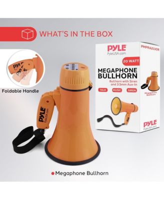 Portable Megaphone with Siren, 20 Watt Power, Aux Input for MP3, Automatic Siren, Lightweight