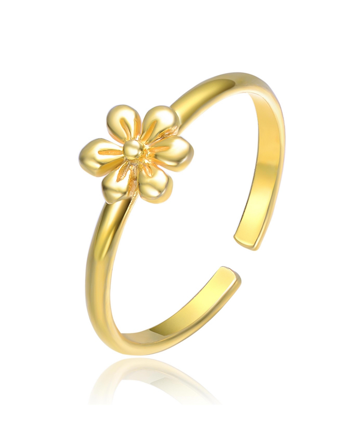 14k Gold Plated Daisy on Top Adjustable Ring - Gold
