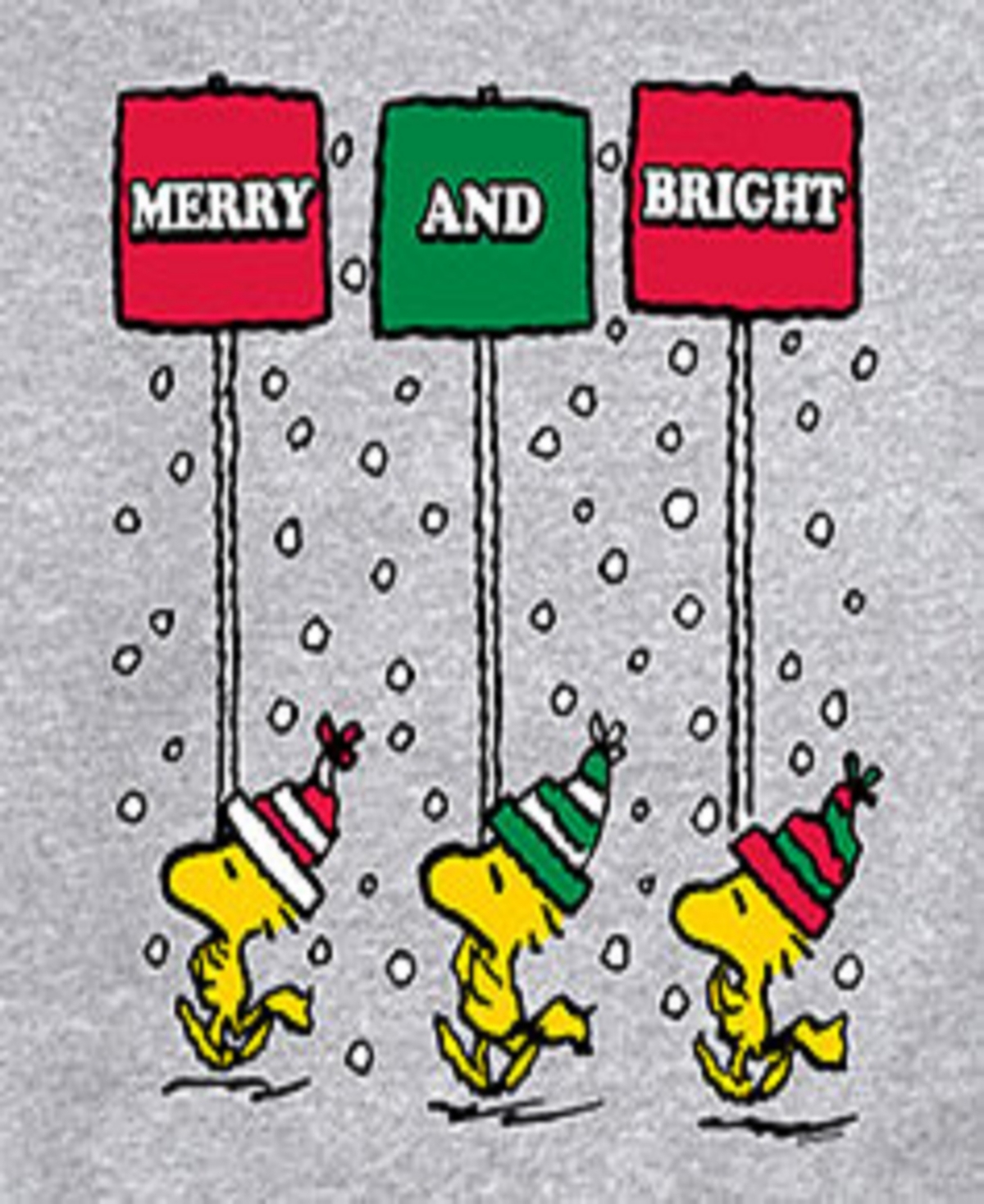 Airwaves Men's Peanuts Woodstock Merry And Bright Long Sleeve Fleece In Gray