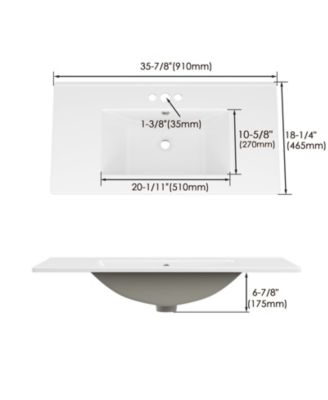 Bathroom Ceramic Vanity Top with Three Holes in White