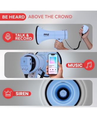 50-Watt Portable Megaphone with Siren, MP3 Input, Automatic Siren, Shoulder Strap, Lightweight