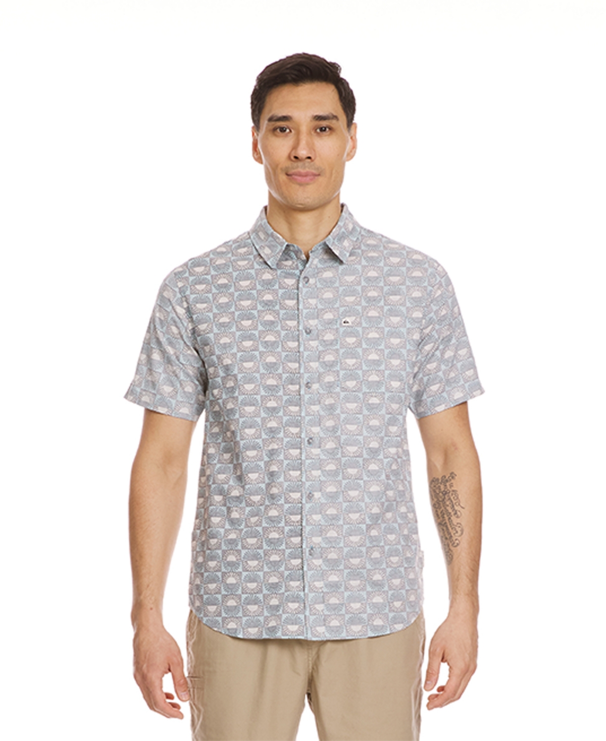 Quiksilver Men's Florever Classic Short Sleeve Woven Shirt In Jade Gray