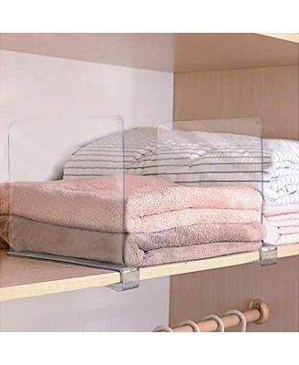 4 Acrylic Shelf Dividers Great Organizer for Clothes, Linens, Purse Separators, Kitchen Cabinets and more (4-Pack)