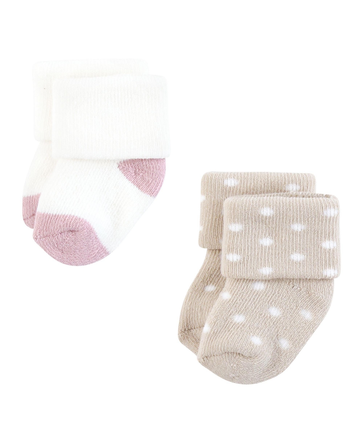 Touched by Nature Baby Girls Organic Cotton Socks, Months - Soft pink dot stripe