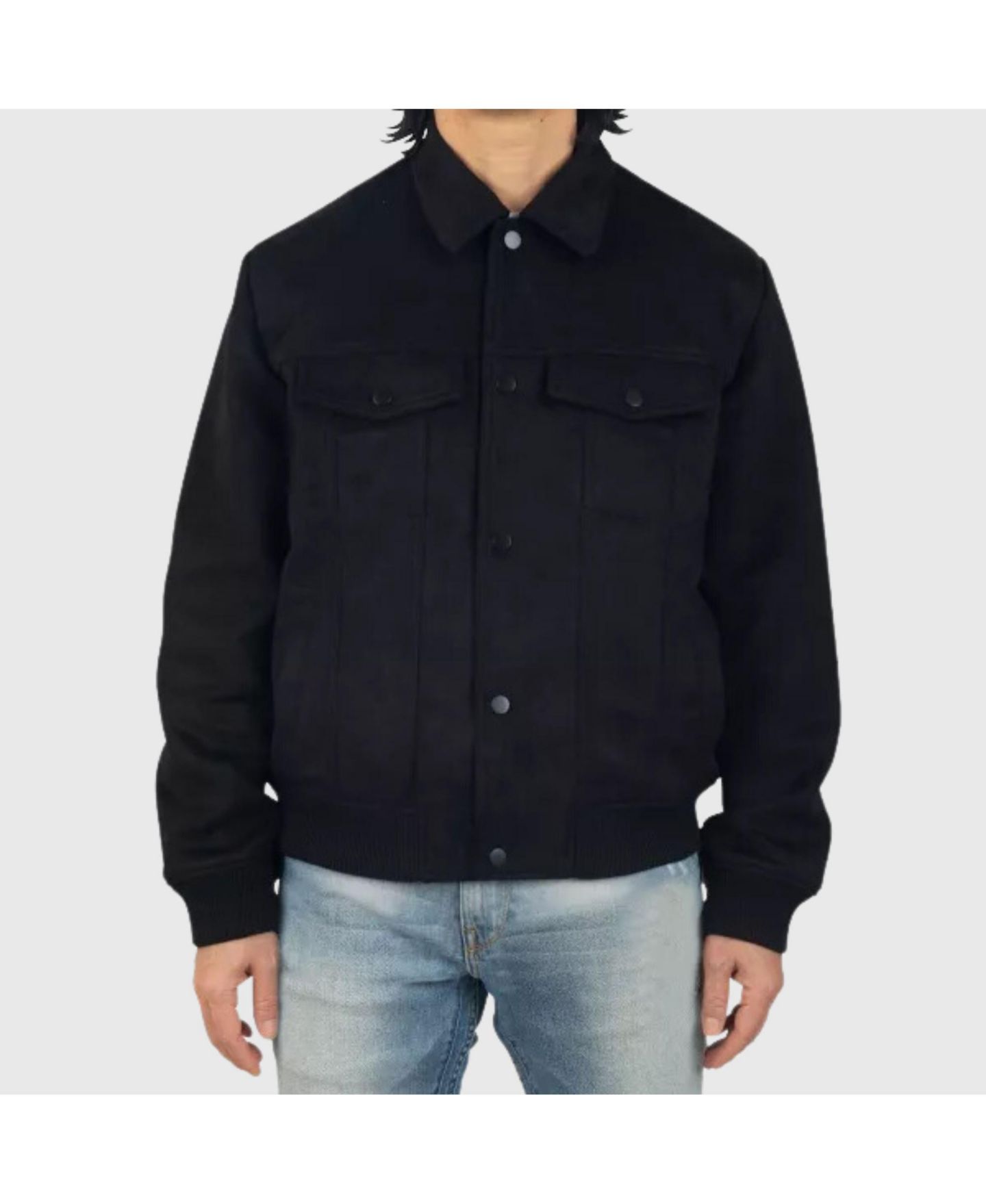 Мужская куртка Alpine Swiss Blake Suede Bomber - Lightweight Slim Fit Casual Softshell Coat with 5 Pockets, цвет: Чёрный — фото 4