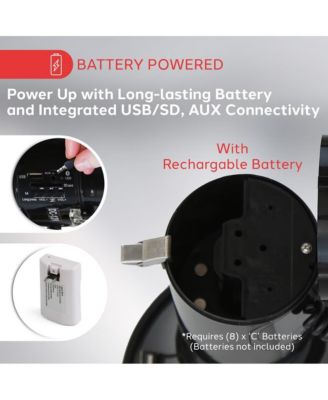 100-Watt Hand-Grip Megaphone with Siren, MP3/Aux Input, Rechargeable Battery, Lightweight Black Bullhorn