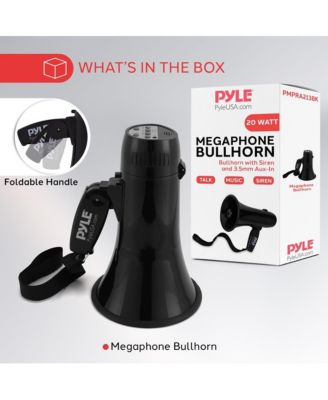 Portable Megaphone with Siren, 20 Watt Power, Aux Input for MP3, Automatic Siren, Lightweight