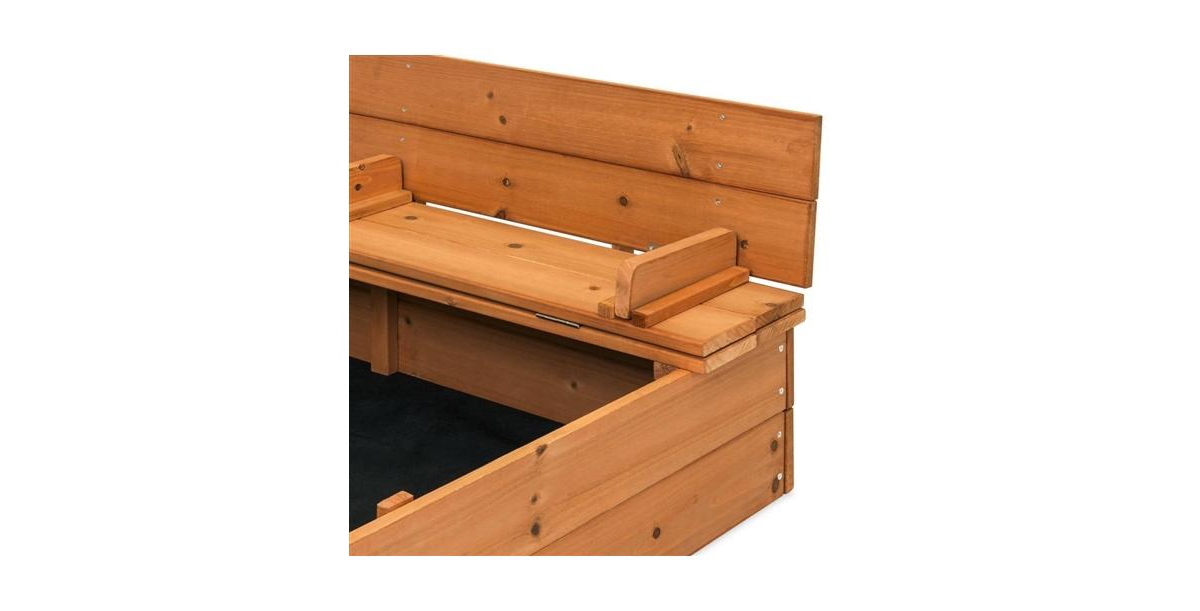 Slickblue Sturdy Cedar Kids Complete Seated Bench Sandbox for Outdoor Fun
