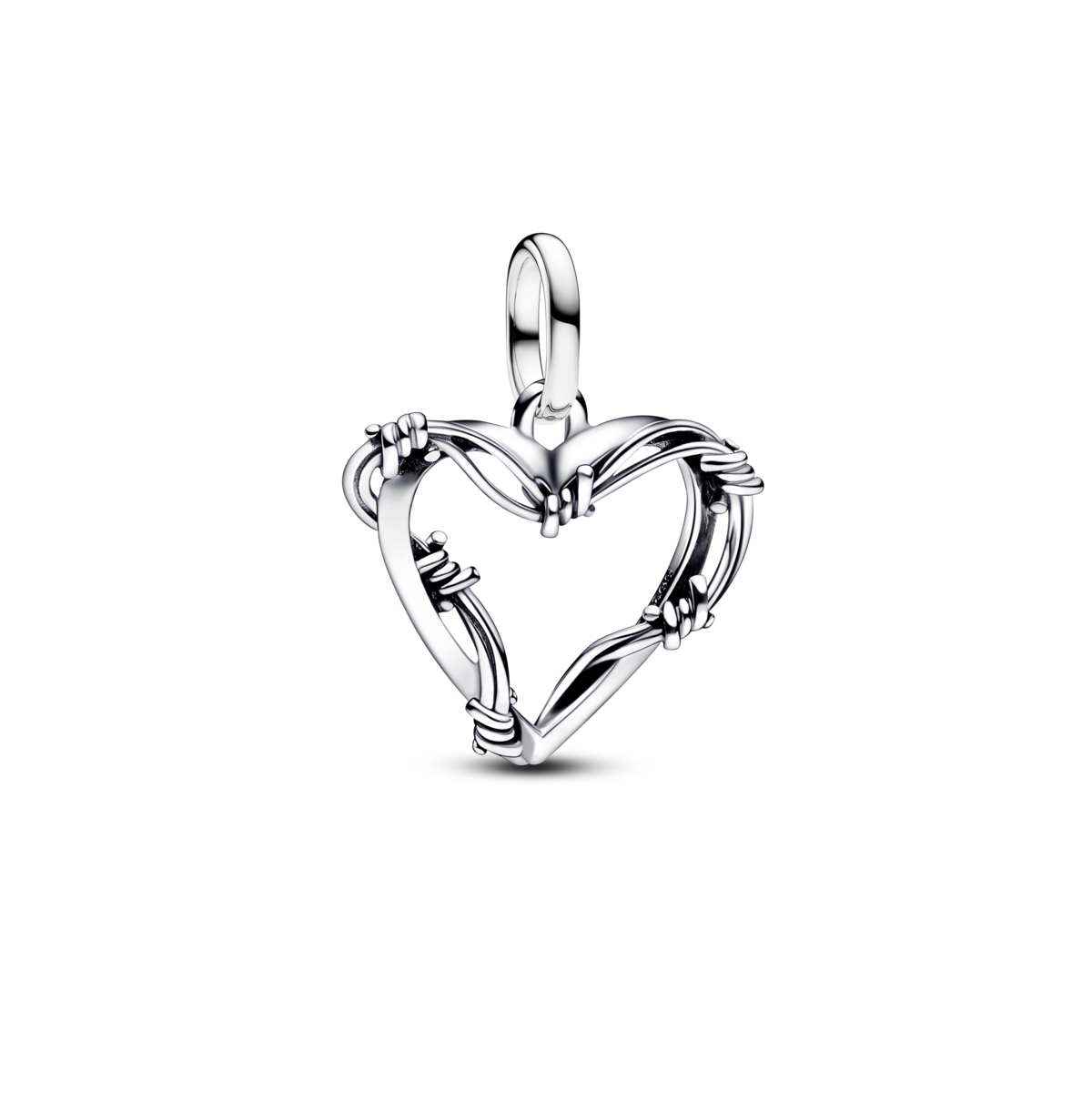 Pandora Barbed Wire Heart Medallion Charm In Silver