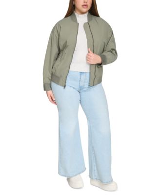 Trendy Plus Size Lightweight Zip-Front Bomber Jacket