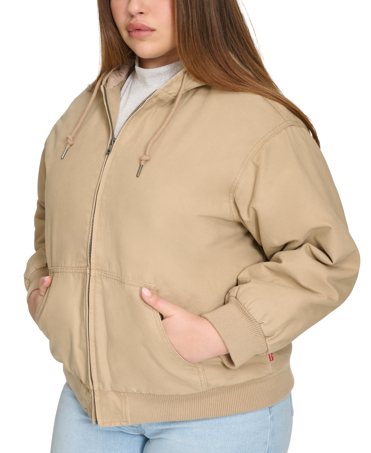 Levi's Plus Size Relaxed-fit Zip-front Hooded Bomber Jacket In Tan