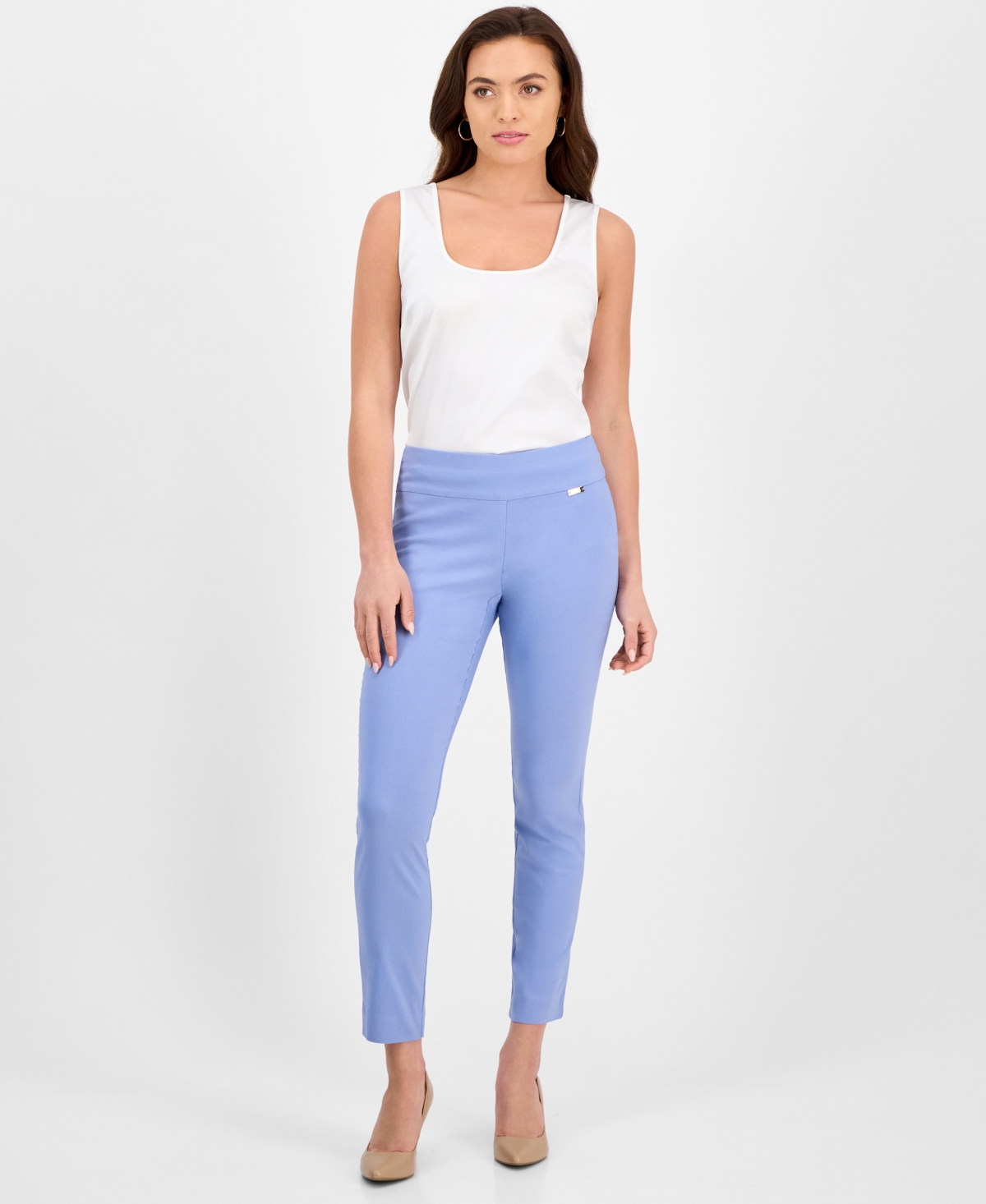 Inc International Concepts Mid-rise Petite Tummy-control Skinny Pants, Petite & Petite Short, Created For Macy's In Purple