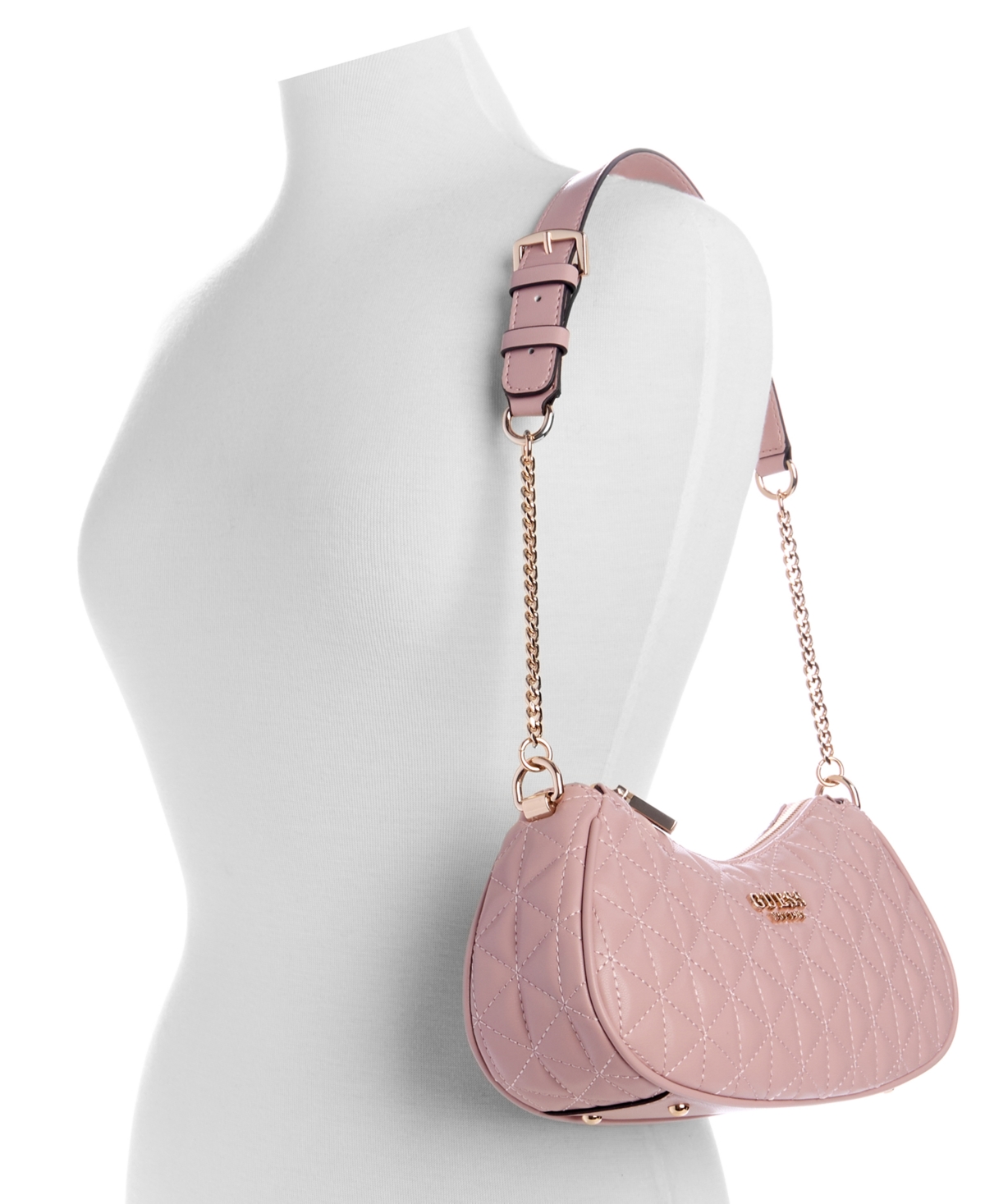 GUESS KORI TOP ZIP MEDIUM QUILTED SHOULDER BAG 