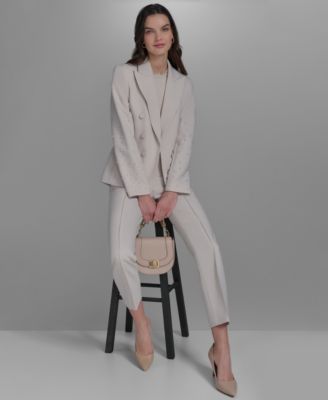 Women's Pearl-Embellished Peak-Lapel Open-Front Jacket