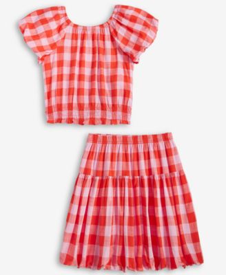 Epic Threads Little Big Girls Gingham Smocked Top Bubble Skirt Exclusively At Macys In Mandarin R