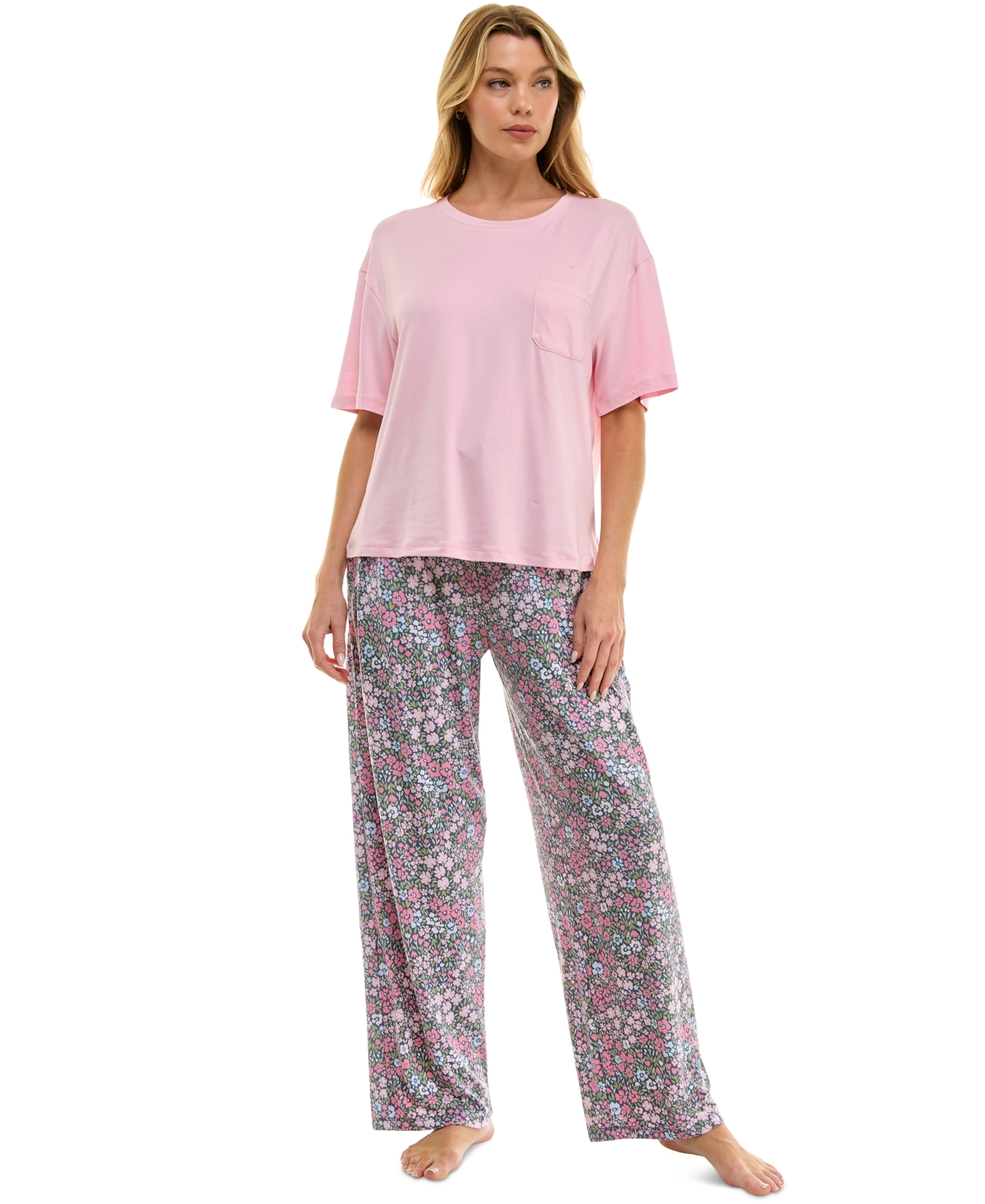 Roudelain Women's Printed Drawstring Pajama Pants In Sprung Ditsy Vintage Indigo