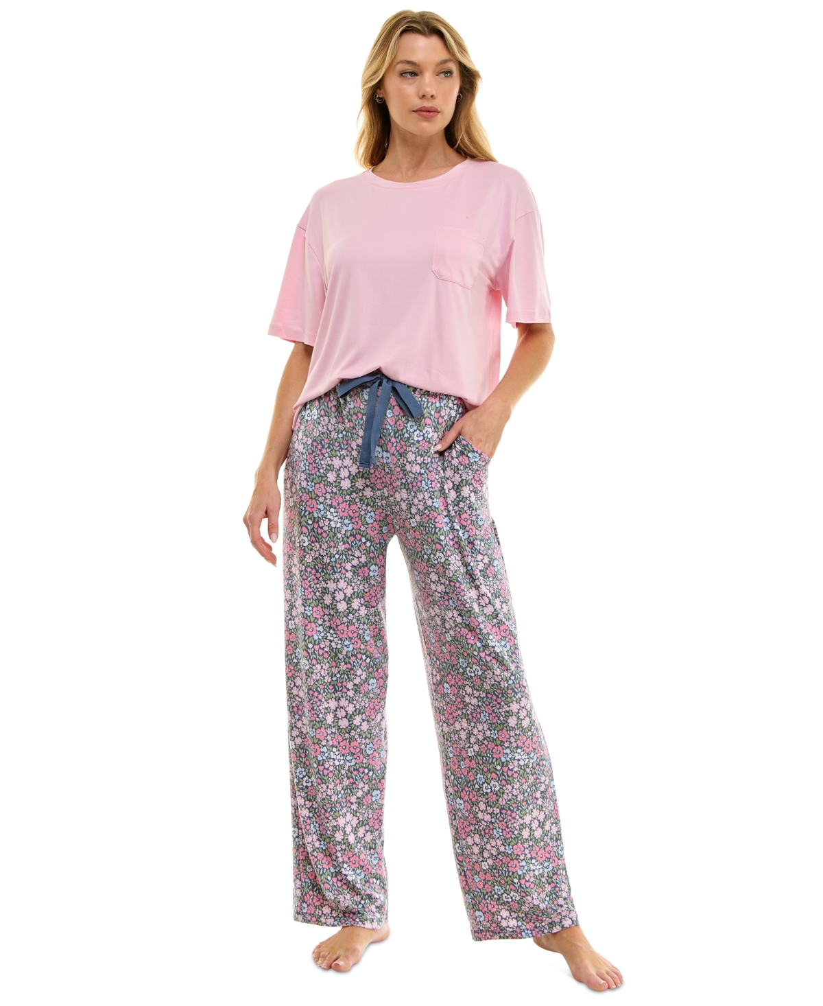Roudelain Women's Drop-shoulder Crewneck Sleep Tee In Roseate Spoonbill
