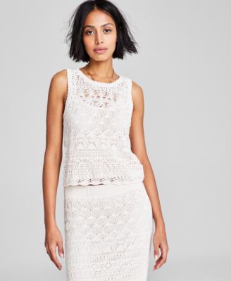 And Now This - Women's Sleeveless Crochet Cotton Tank Top