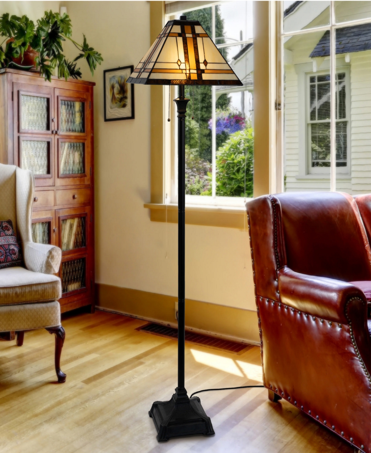 Shop Lavish Home 24" Tiffany Style Floor Lamp In Brown
