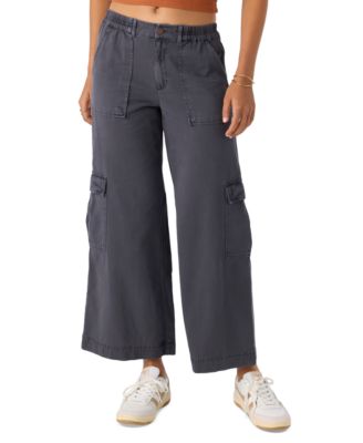 O'Neill - Juniors' Brexton High Rise Wide Leg Cotton Cargo Pants