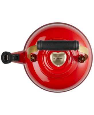 Enamel On Steel Whistling Kettle 1.7 Qt. Light Gold Heart