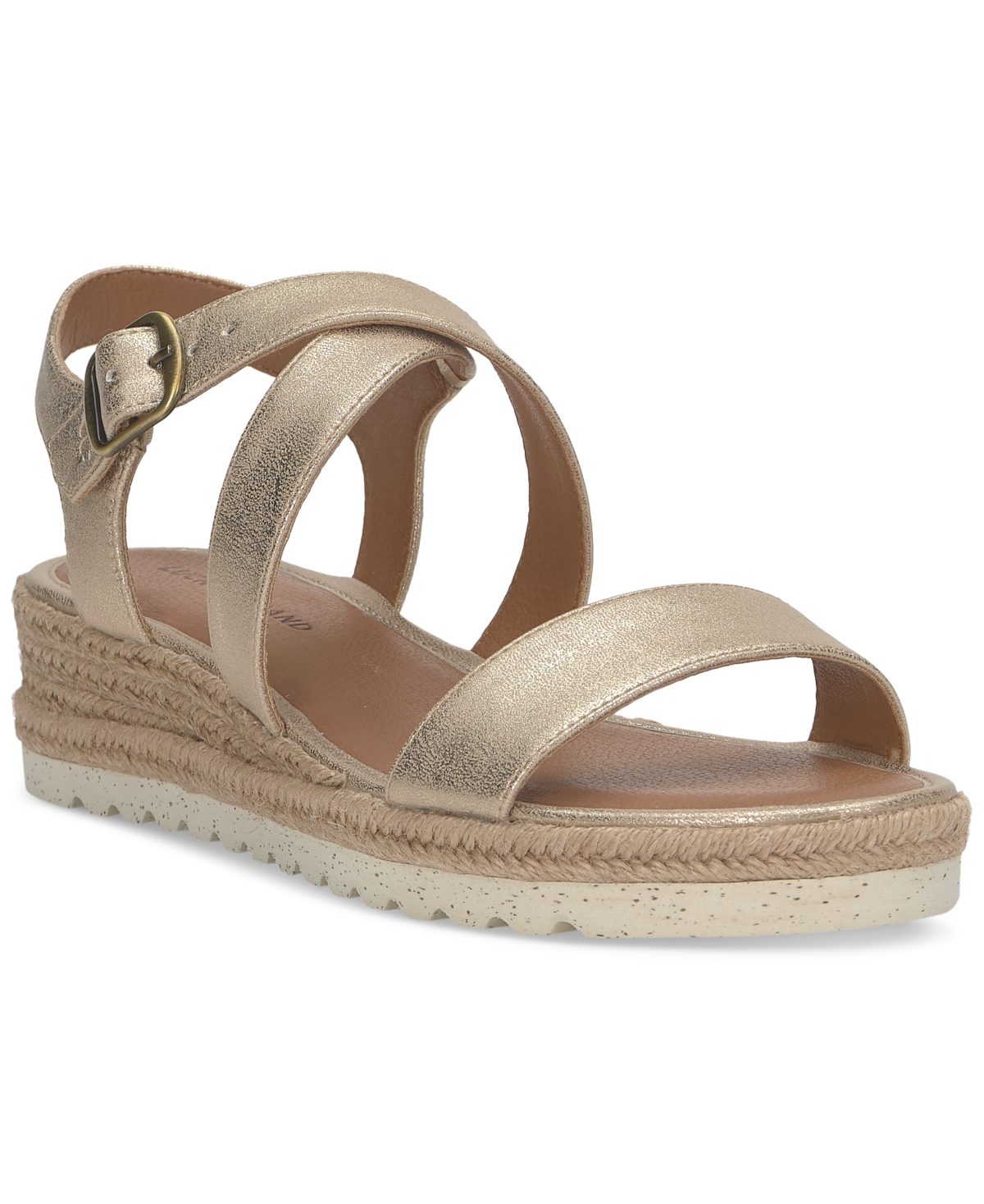 Lucky Brand Women's Trianna Strappy Espadrille Wedge Sandals - Platino Burnished Leather