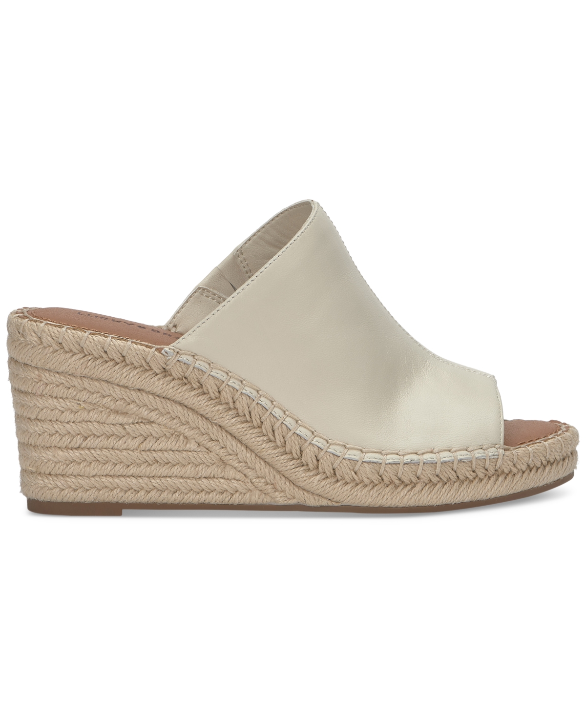Lucky Brand Cabriah Espadrille Platform Wedge Slide Sandal In Tusk Leather