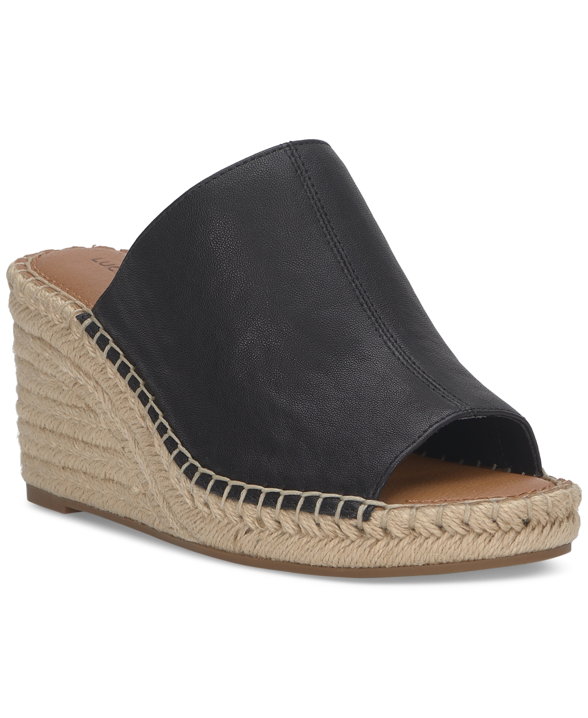 Shop Lucky Brand Women's Cabriah Platform Wedge Sandals In Black Leather