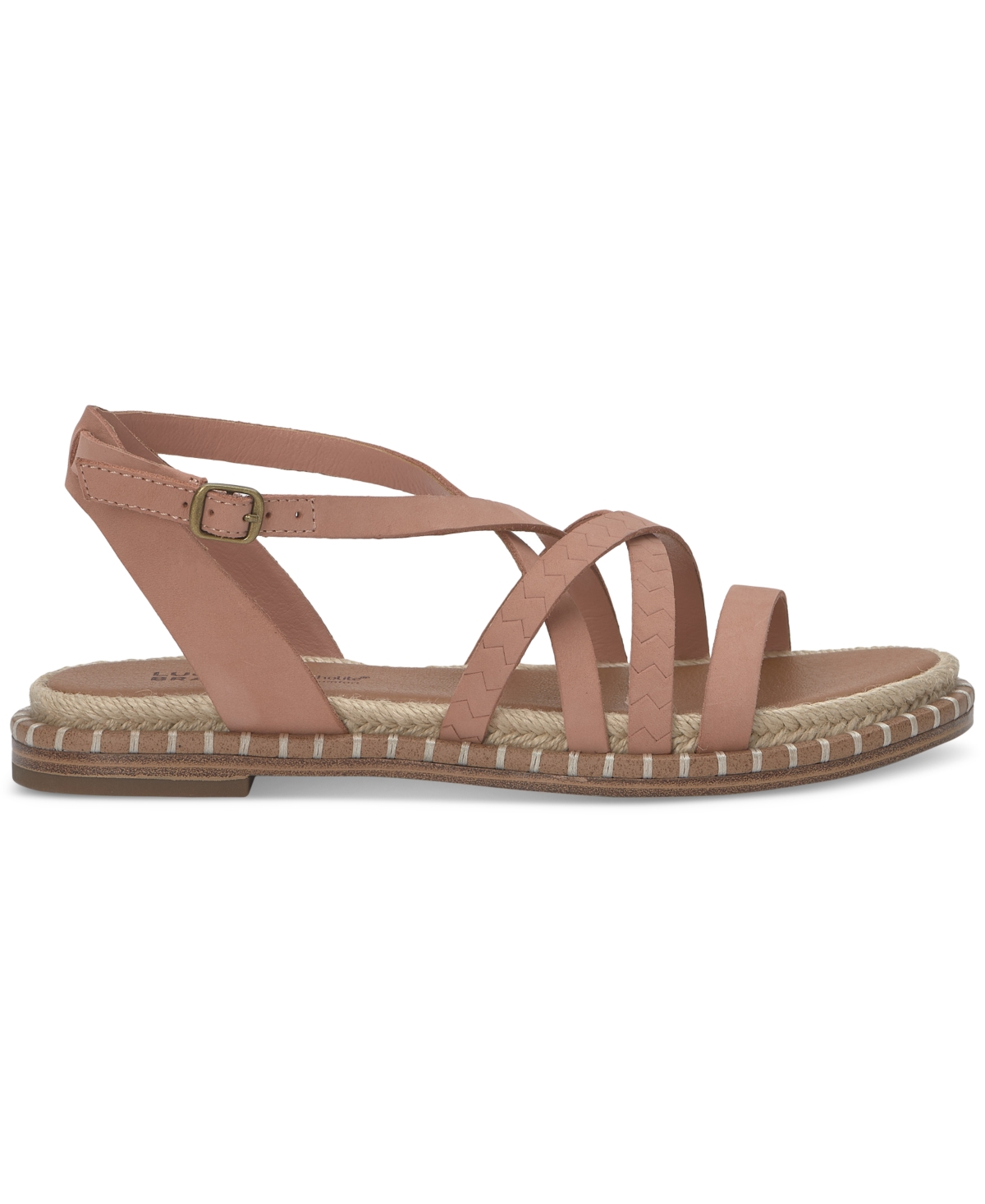 Lucky Brand Women's Kielly Strappy Whipstitch Flat Sandals In Bellini Nubuck